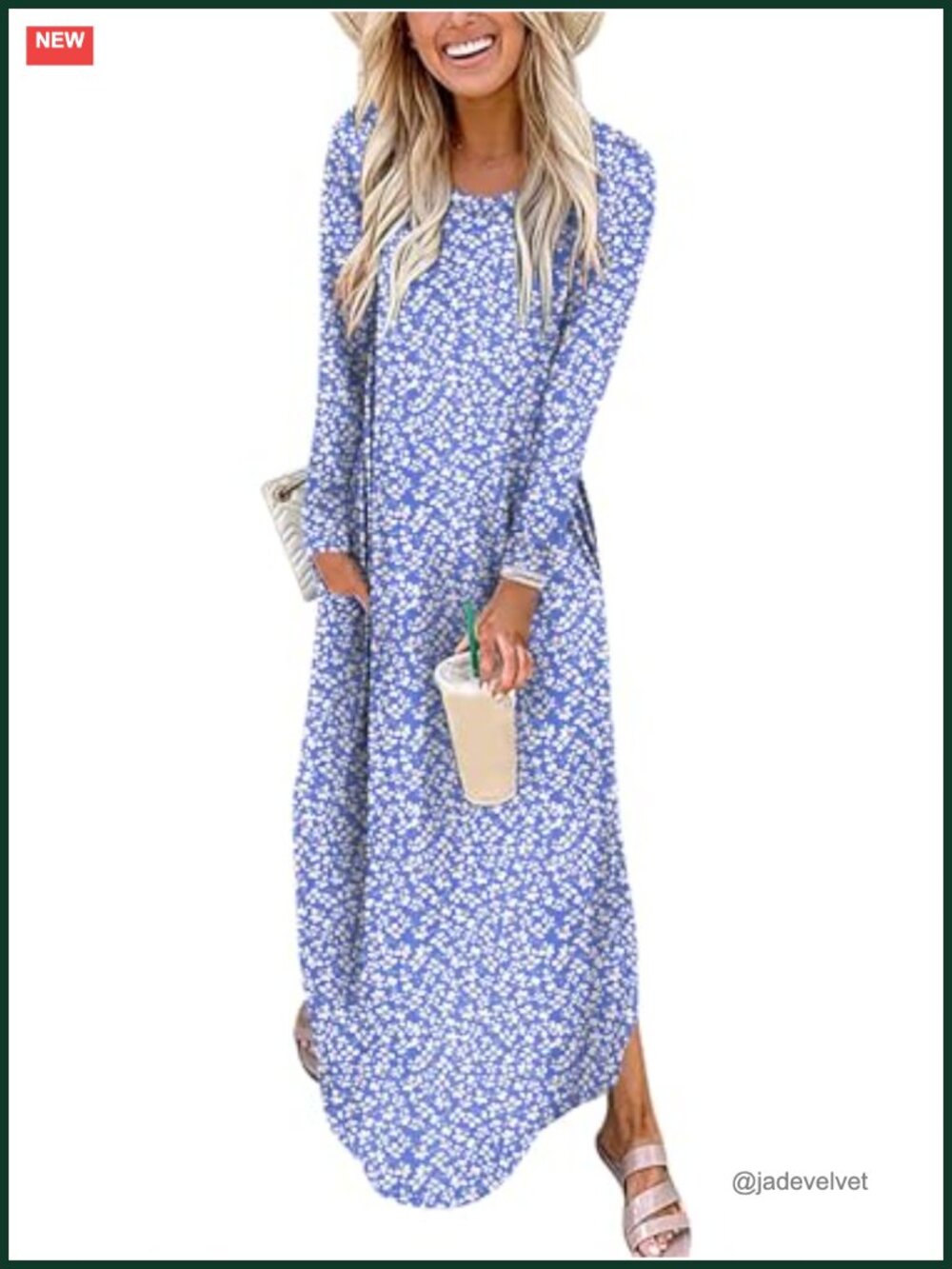Loose Fit Long Sleeve Maxi T-Shirt Dress with Pockets